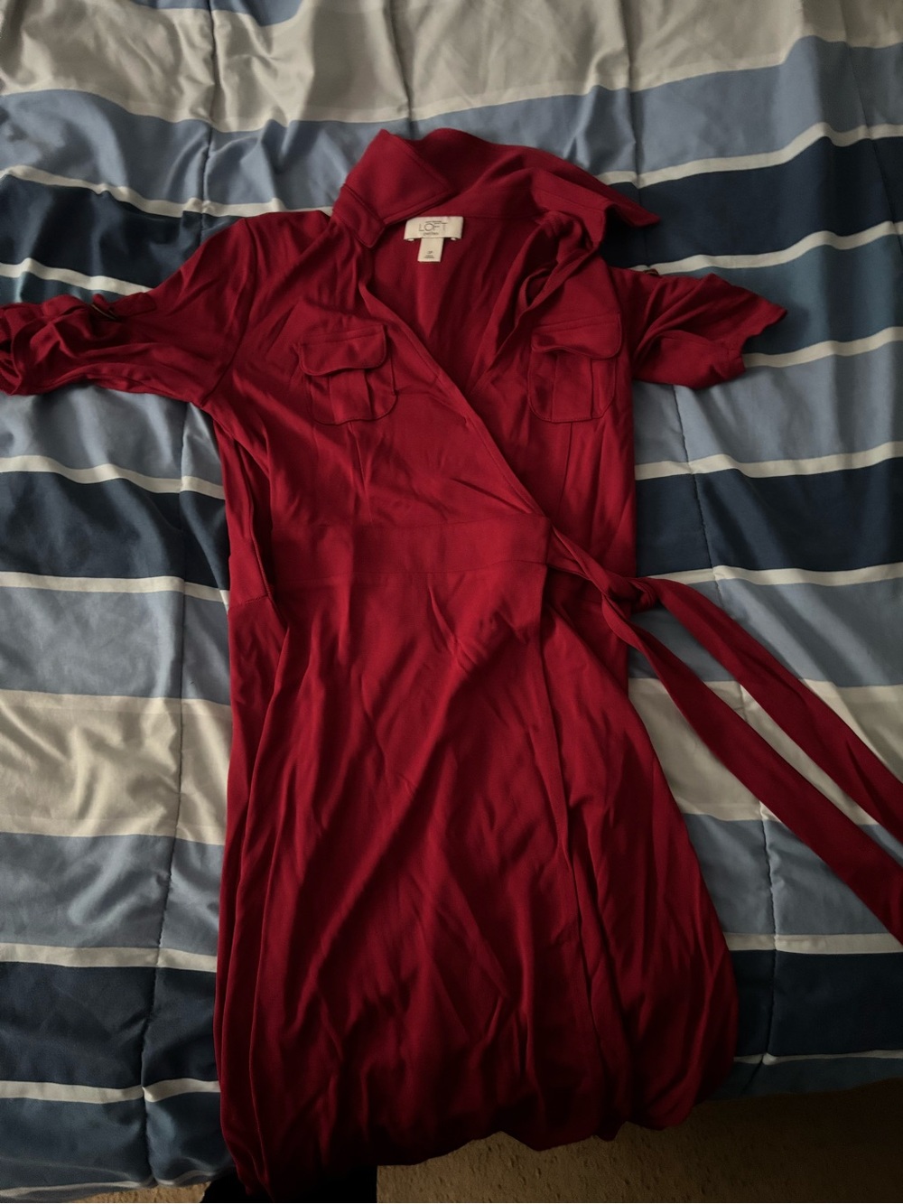 LOFT Wrap Dress in Deep Red